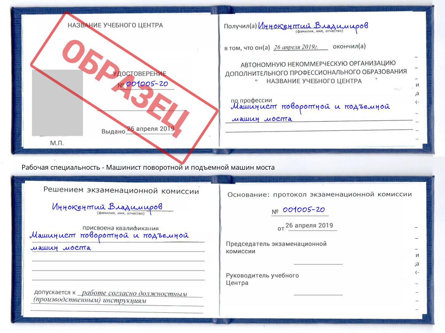 Машинист поворотной и подъемной машин моста Орёл