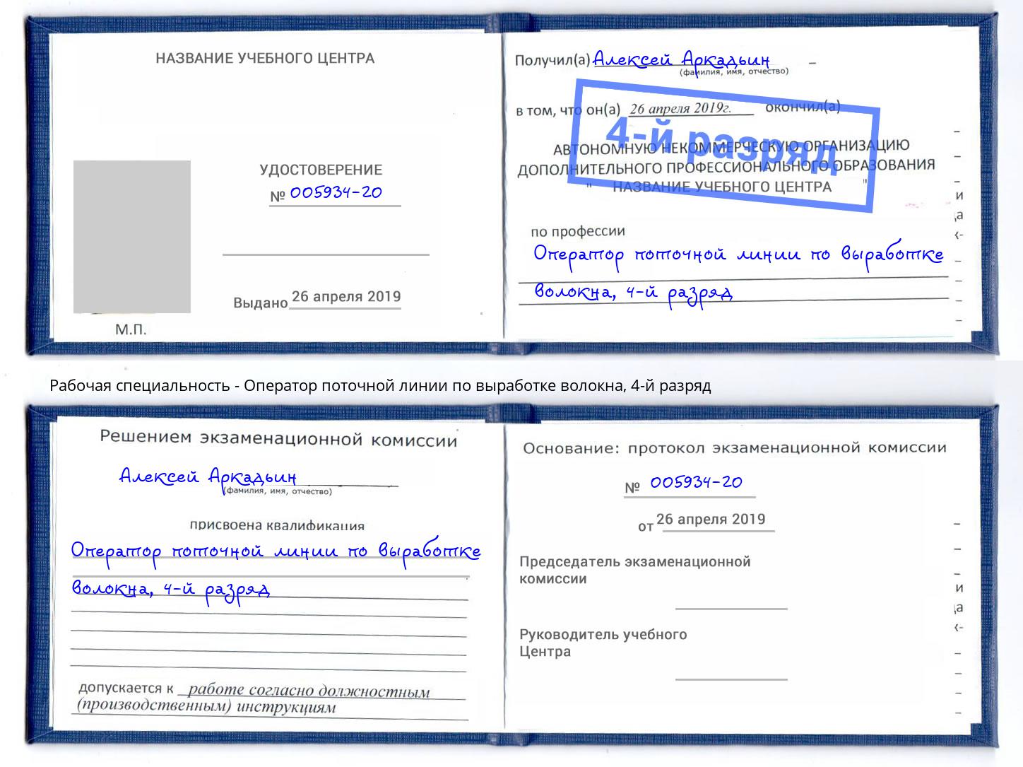 корочка 4-й разряд Оператор поточной линии по выработке волокна Орёл